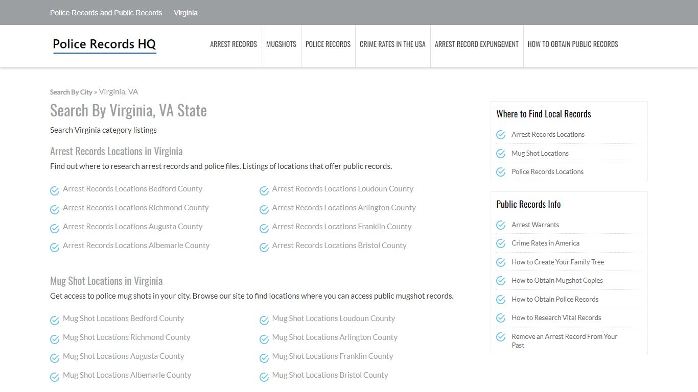 Police Records in Virginia, VA